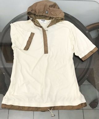 Authentic Chanel Vintage Short Sleeve 3/4 Zip Up Top Shirt Hoodie
