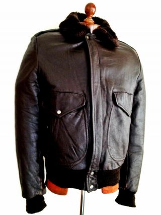 Vtg Leather AIR FORCE A - 2 USAAF FLIGHT Bomber USN WW2 G - 1 Pilot Jacket Coat 42 2