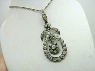 Georgian Silver Old Paste Lavalier Pendant & Silver Tiffany & Co Chain