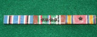 Wwii Us Army 3/8 " Three Place Ribbon Bar Europe 4 Stars Victory
