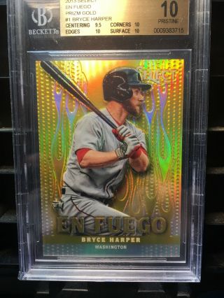 2013 Panini Prizm En Fuego Bryce Harper BGS 10 Gold Prizm PRISTINE /25 RARE ⚾️ 7