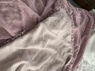 Rare Vintage Rachel Ashwell Shabby Chic Couture Throw Pink Velvet Ruffled 4