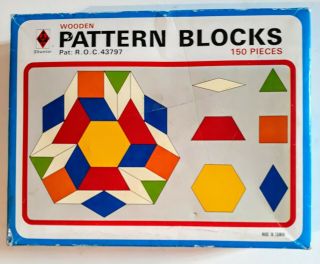 ☆ Vintage Shuntai Wooden Pattern Blocks Geometry Lillian Venon Educational Toys