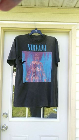Vtg Giant 90s Nirvana Sliver shirt XL Thrashed faded Grunge Licensed under Giant 12