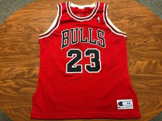 Mens Vintage Authentic Champion Michael Jordan Chicago Bulls Sewn Jersey Size 44