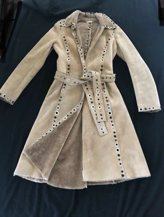 ⭕️ Rare Couture Dolce & Gabbana Runway Suede Coat With Grommets Sz 40 $6800 Orig