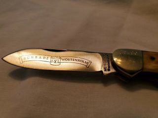 Limited Ed.  Vintage Schrade Wostenholm I - XL 1787 knife Canoe stag handles folder 5