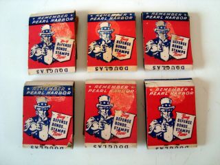 WW2 ERA U.  S.  SIX Matchbooks vintage and rare McDonald Douglas ? Buy Defense Bond 2