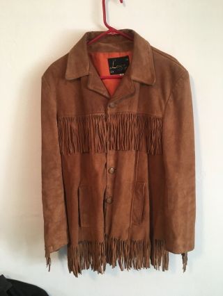 Vintage Lesco Leathers Brown Fringed Leather Jacket Suede Mens Sz 40