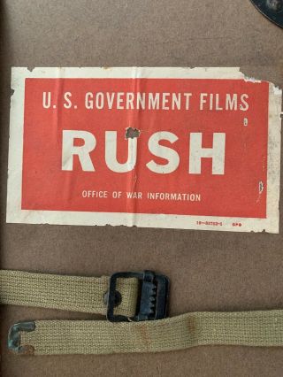 WWII VINTAGE 16mm MOVIE FILM REEL BOX CASE CONTAINER W/STRAP FIBERBILT 2