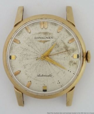 Heavy 14k Gold Longines Automatic Running Mens Vintage Wrist Watch To Restore