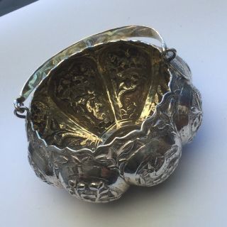 Exquisite Quality Antique Indian Islamic Solid Silver Pumpkin Bowl,  Kutch C1890