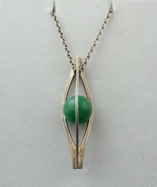 Vintage Kupittaan Kulta Finland Modernist Sterling Silver Pendant Necklace