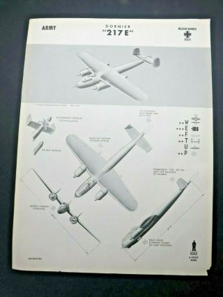 1944 18.  5 " X 24.  8 " Navy Aircraft Id Poster - German Dornier " 217e "