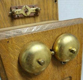 Antique 1901 Kellogg Oak Wood Case Wall Phone crank & bell Chicago model323433 - L 8