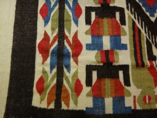 Vintage Momostenango Guatemala Wool Rug 84x64 Blanket Birds,  Tree,  Figures 3