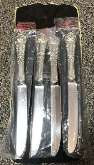 Reed Barton Four French Renaissance Sterling Silver Dinner Knives 9 1/2” Long