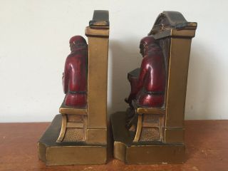 Antique Vtg 1920 L V Aronson Metal Monk Priest in Library Books Bookends Heavy 2