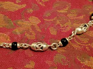 Vintage Taxco Mexico Sterling Onyx Cabochon Heavy Choker Necklace Modernist 925 2
