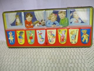 Watercolor Lithograph Tin Box Children At Play Paint Set Made In England
