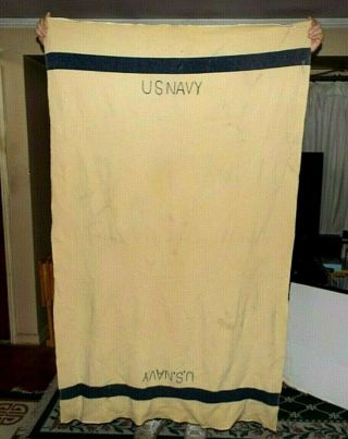 Vintage U.  S.  Navy Blanket (44 " X75 ",  100 Wool, )