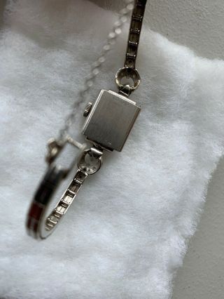 Hamilton Womens Vintage 14kt White Gold Watch With diamonds 5