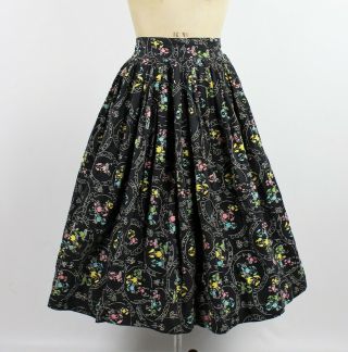 Vintage 1950s/50s Poodle Novelty Print Pleated Skirt