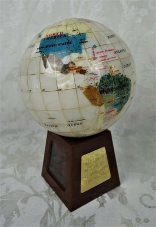 Vintage Things Remembered Solar Rotating Globe Onyx Inlaid