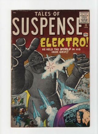 Tales Of Suspense 13 Vintage Marvel Atlas Comic Elektro Prototype Gold 10c