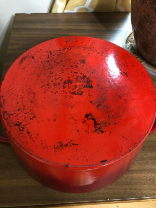 Vintage Red Le Creuset 26 5.  5qt Dutch Oven France 6