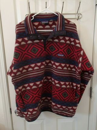 Vintage Patagonia Men’s Large Synchilla Snap - T Aztec Tribal Fleece Made In Usa