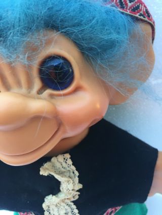 Estate Vintage 1964 Dam Things Ugly Troll Doll Blue Hair Blue Eyes 3