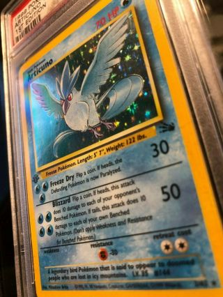 1st Ed Articuno Holo Rare 1999 WOTC Pokemon Card 2/62 Fossil Set PSA 10 GEM 2