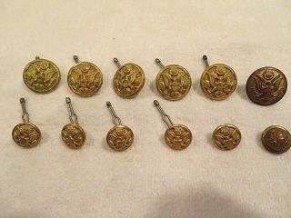 Set Of 12 Wwii Us Army Military N.  S.  Meyer Eagle Insignia Brass Buttons