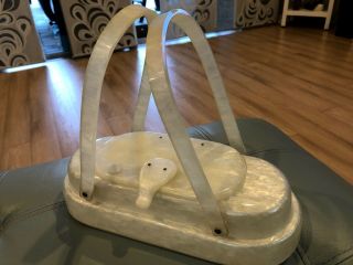 Vintage 1950’s Lucite Purse Llewellyn York City Nyc Pearl Ivory Rare