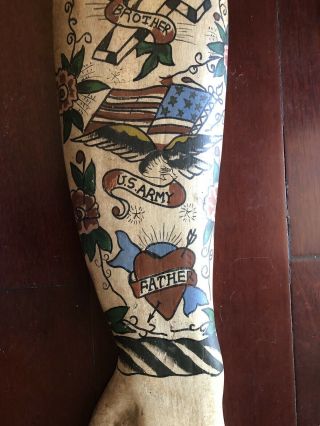 Antique/Vintage Wooden 31” Patriotic Folk Art Trade Sign Tattoo Shop 4