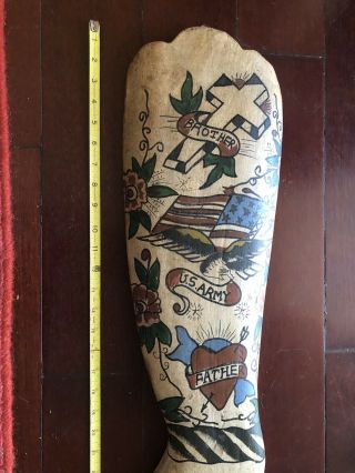 Antique/Vintage Wooden 31” Patriotic Folk Art Trade Sign Tattoo Shop 5