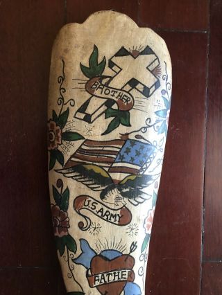 Antique/Vintage Wooden 31” Patriotic Folk Art Trade Sign Tattoo Shop 7