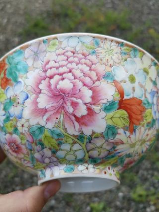 From Old Estate Chinese Full Family Rose Porcelain Bowl It Marked Asian China