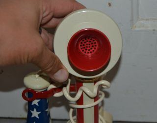 Vintage Red White & Blue CANDLESTICK PHONE 1973 Deco - Tel Rotary Style w/ Cord 6