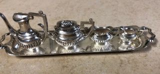 Vintage R & K Solid Sterling Silver Miniature Doll House Tea Set Signed