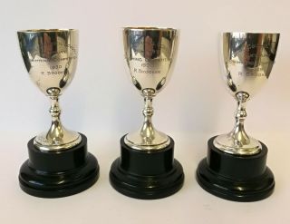 3 X Vintage Silver Swimming Trophy Cup London 1928 - 30 Girls School Newbury Berks