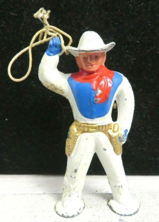 Vintage Barclay Lead Toy Figure Pod Foot Cowboy With Lasso B - 249