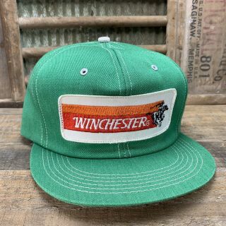 Vintage Winchester Snapback Trucker Hat Cap Patch K Products Made In Usa