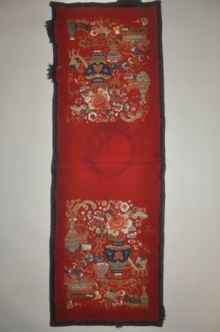 Antique Chinese Qing Dynasty Embroidered Silk Panel - 3