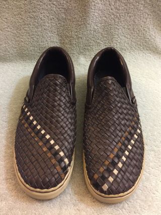 Vans Vintage Slip On Woven Native American Brown Men’s Leather Sz 9