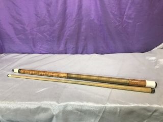 Vintage No Name Brand Birds Eye Maple Pool Cue With Nylon Ribbed Grip.  Straight.