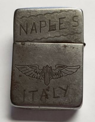 WORLD WAR 2 BOMBARDIER ' S 3 BARREL ZIPPO LIGHTER - NAPLES,  ITALY - RARE 2