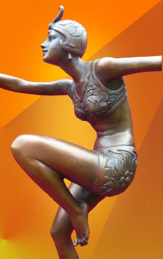 Art Deco Bronze Con Brio Bronze Statue Light Patina Dancer Figurine Figure
