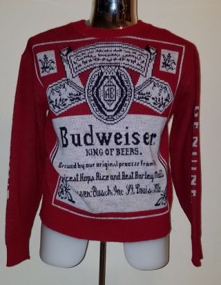 Vintage 1970s Budweiser Can Sweater Men 